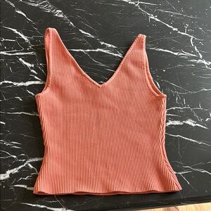 Coral ribbed bandage top